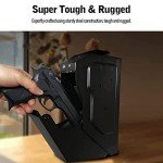 TAHALI Mounted Gun Safe,Handgun Safe, Auto Open Lid Smart Pistol Safe with Biometric Fingerprint and 2 Keys for Nightstand, Desk, Bed Side