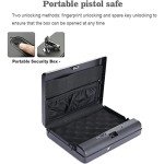 TAHALI Gun Safe,Quick-Access Pistol Safe for Handgun&Ammo with Biometric Fingerprint Lock or keys Lock for Home Bedside Nightstand Car
