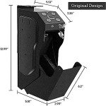 ANXYYDS Mounted Biometric Gun Safe For Pistols, Auto Open Handgun Safe, Pistol Safe With Fingerprint Keypad Key Quick Access For Guns Storage By Desk Nightstand Wall Cabinet