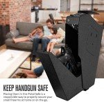Gun Safe, Drop Down Biometric Handgun Safe Quick Access for Nightstand Wall Mounted Bedside Single Pistol Safe with Fingerprint, Keypad Lock and 2 Keys