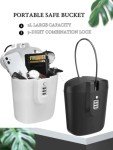 Portable Bucket Lock, Cipher Safe Box, Anti Theft, 3-digit Combination Lock, for Outdoor, Beach, Car, Caravan, Camping, Sports, Travel, Shopping (White)