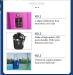Portable Bucket Lock, Cipher Safe Box, Anti Theft, 3-digit Combination Lock, for Outdoor, Beach, Car, Caravan, Camping, Sports, Travel, Shopping (Black)