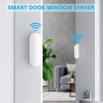 WiFi Door Sensor, Intelligent Window Contact Sensor, Wireless Window Door Sensor Alarm, Compatible with Alexa and Google Assistant, No Hub Required