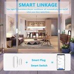 WiFi Door Sensor, Intelligent Window Contact Sensor, Wireless Window Door Sensor Alarm, Compatible with Alexa and Google Assistant, No Hub Required
