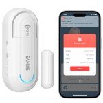 SanJie Smart WiFi Door Sensor Alarm for Kids Safety, Window Door Real-time Alarm , No Hub Required, Trigger Phone Notification,for Home Security Bussiness Burglar Alert with Alexa Google Assistant