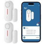 Erdiegle WiFi Door/Window Alarm Sensor with App 2.4Ghz(with Timer Arm and Disarm/Time Delay) Sound Adjustable Work with Alexa Google Assistant for Home Security Bussiness Burglar Alert (2)