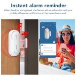 SanJie Smart WiFi Door Sensor Alarm for Kids Safety, Window Door Real-time Alarm , No Hub Required, Trigger Phone Notification,for Home Security Bussiness Burglar Alert with Alexa Google Assistant