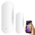 Asfrode WiFi Door Sensor, Intelligent Window Contact Sensor, Wireless Window Sensor Detector, Window Door Sensor with Alarm, Contact Sensor for Home Security, Compatible with Alexa, Google Assistant