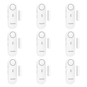 TECKNET Door Alarm Sensor, Mini Window Alarm Sensors, Door Sensor Alarm for Home Security Systems with Quick Loud 100dB Ring Alarm, Wireless Burglar Alarms for House, Shop, Office, Garage (9 PCS)