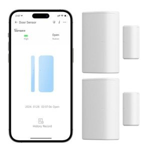 2 Pack SONOFF SNZB-04P Zigbee Door Window Sensor, Send Alert to Your Smartphone for Home Security, Compatible with Alexa/Google Home, SONOFF Zigbee Bridge Required, Batteries Included