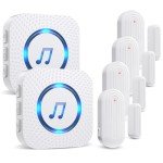 Door Chime Wireless Door Sensor SanJie Enter Alert Chimes for Business/Home with 5 adjustable volume 55 Ringtones 1000 Range,2 Plug-in Receiver 4 Magnetic sensors (White)