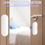 Asfrode WiFi Door Sensor, Intelligent Window Contact Sensor, Wireless Window Sensor Detector, Window Door Sensor with Alarm, Contact Sensor for Home Security, Compatible with Alexa, Google Assistant