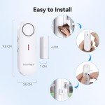 TECKNET Door Alarm Sensor, Mini Window Alarm Sensors, Door Sensor Alarm for Home Security Systems with Quick Loud 100dB Ring Alarm, Wireless Burglar Alarms for House, Shop, Office, Garage (9 PCS)