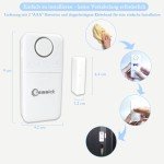 Easick Window Alarm with Function Display 130 dB Door/Window Sensor Four Alarm Modes, Door Alarm with Delay, Wireless Burglary Protection on Door and Window Alarm with Batteries