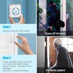 Door Chime Wireless Door Sensor SanJie Enter Alert Chimes for Business/Home with 5 adjustable volume 55 Ringtones 1000 Range,2 Plug-in Receiver 4 Magnetic sensors (White)