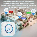 Door Chime Wireless Door Sensor SanJie Enter Alert Chimes for Business/Home with 5 adjustable volume 55 Ringtones 1000 Range,2 Plug-in Receiver 4 Magnetic sensors (White)