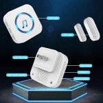 Door Chime Wireless Door Sensor SanJie Enter Alert Chimes for Business/Home with 5 adjustable volume 55 Ringtones 1000 Range,2 Plug-in Receiver 4 Magnetic sensors (White)