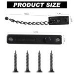 Door Chain Stainless Steel Door Security Chain with Screws and Nail Glue with Spring Anti-Theft Snap Lock for Home, Apartment, Hotels（1 Pack, Black）