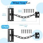 INBOF 2 Pack Door Chain Lock Black, Premium Door Chain Lock, Thickened Door Lock Chain with 12 Screws, Stainless Steel Chain Locks for Inside Door
