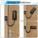 INBOF 2 Pack Door Chain Lock Black, Premium Door Chain Lock, Thickened Door Lock Chain with 12 Screws, Stainless Steel Chain Locks for Inside Door
