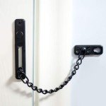 Door Chain Stainless Steel Door Security Chain with Screws and Nail Glue with Spring Anti-Theft Snap Lock for Home, Apartment, Hotels（1 Pack, Black）