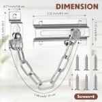 Gulfmew Security Door Chain Internal Door Lock with Screws Door Security Chain Lock Anti Theft Thicker Front Door Safety Chains Door Lock for Home Apartment Bedroom Hotel (Silver)