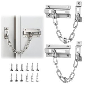 2 Pcs Door Chain, Door Lock, Door Chains for Front Door, Internal Door Lock, Door Chain Lock for Child Proof Latch Lock, Additional Privacy and Security for Home(Silver)