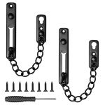 Bofanze 2 x Door Chain Lock Home Security Door Chain Security Chain for Door Chain Anti-Theft Door Chain Stainless Steel with 8 Screws and 1 Screwdriver, for Doors and Windows (Black)