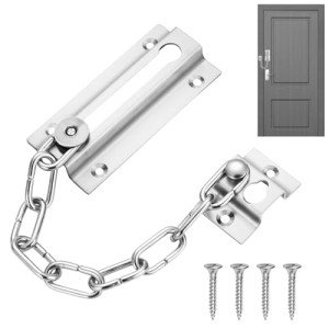 Door Chain, Door Security Chain, Door Chain, Safety Lock, Thickened Security Chain for Doors, Stainless Steel, Door Chain with Screws for Hotel Home Security - Easy to Install