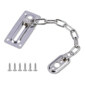 QUETTO 1 Pcs Door Security Chain Lock Limiter Chrome Plated Slide Restrictor Upvc Main Sliding Lock with Complete Fittings for Hotel Home Living Motel