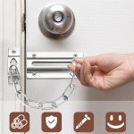 Gulfmew Security Door Chain Internal Door Lock with Screws Door Security Chain Lock Anti Theft Thicker Front Door Safety Chains Door Lock for Home Apartment Bedroom Hotel (Silver)