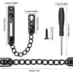 Bofanze 2 x Door Chain Lock Home Security Door Chain Security Chain for Door Chain Anti-Theft Door Chain Stainless Steel with 8 Screws and 1 Screwdriver, for Doors and Windows (Black)