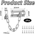 2 Pcs Door Chain, Door Lock, Door Chains for Front Door, Internal Door Lock, Door Chain Lock for Child Proof Latch Lock, Additional Privacy and Security for Home(Silver)