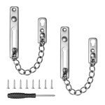 Bofanze 2 Pieces Security Door Chain Lock Door Chain Latch Door Chain Door Chain Front Door Window Door Chain with 8 Screws and 1 Screwdriver (Silver)