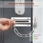 Gulfmew Security Door Chain Internal Door Lock with Screws Door Security Chain Lock Anti Theft Thicker Front Door Safety Chains Door Lock for Home Apartment Bedroom Hotel (Silver)