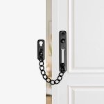 Bofanze 2 x Door Chain Lock Home Security Door Chain Security Chain for Door Chain Anti-Theft Door Chain Stainless Steel with 8 Screws and 1 Screwdriver, for Doors and Windows (Black)