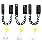 Black Door Chain Stainless Steel Door Chain Lock with Key limiting Window Anti-Theft Suitable for Hotel Office Bedroom Door Window Lock Door Latches Bolts