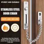 Bofanze 2 Pieces Security Door Chain Lock Door Chain Latch Door Chain Door Chain Front Door Window Door Chain with 8 Screws and 1 Screwdriver (Silver)