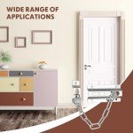 Gulfmew Security Door Chain Internal Door Lock with Screws Door Security Chain Lock Anti Theft Thicker Front Door Safety Chains Door Lock for Home Apartment Bedroom Hotel (Silver)