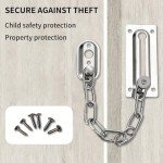 QUETTO 1 Pcs Door Security Chain Lock Limiter Chrome Plated Slide Restrictor Upvc Main Sliding Lock with Complete Fittings for Hotel Home Living Motel