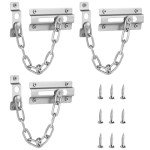3PCS Stainless Steel Door Chain Lock, Nickel Plated Door Chains, Anti-Theft Internal Door Locks with Screws for Front Door Home Anti-Theft Internal