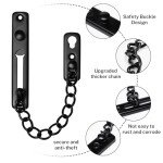 Bofanze 2 x Door Chain Lock Home Security Door Chain Security Chain for Door Chain Anti-Theft Door Chain Stainless Steel with 8 Screws and 1 Screwdriver, for Doors and Windows (Black)