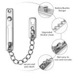 Bofanze 2 Pieces Security Door Chain Lock Door Chain Latch Door Chain Door Chain Front Door Window Door Chain with 8 Screws and 1 Screwdriver (Silver)