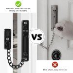 Door Chain, Security Door Chain, 304 Stainless Steel Door Chain, Safe and Reliable Door Chain, Door Chain with Screws, for Doors and Windows for Indoor Hotel Home (Black)
