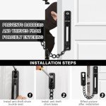 Door Chain, Security Door Chain, 304 Stainless Steel Door Chain, Safe and Reliable Door Chain, Door Chain with Screws, for Doors and Windows for Indoor Hotel Home (Black)