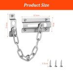 3PCS Stainless Steel Door Chain Lock, Nickel Plated Door Chains, Anti-Theft Internal Door Locks with Screws for Front Door Home Anti-Theft Internal