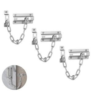 3 PCS Door Security Chain Front Door Lock Door Chain Lock Chain Lock for Door Anti Theft Home Safe Nickel Plated Door Locks with Screws Door Chain Internal Door Lock Door Chains for Front Door