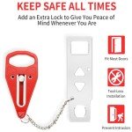 KSJEHW 2 Pieces Portable Door Lock Travel Lock Security Lock Additional Lock with Storage Bag for Security Privacy Travel Hotel Apartment Home Bedroom (Red, Black