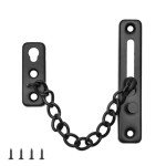 Door Chain Lock Door Chain Security Lock Stainless Steel Door Chain Lock with Anti-Theft Button for Hotel, Family, Interior Doors, Windows (Black)