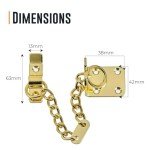 Door Chain Narrow Door Chain Polished Brass | 45 x 4 x 38 mm Narrow Door Chain Lock | Door Chain for Front Door Brass for Wooden and UPVC Doors | Internal and External Front Door Brass Restrictor
